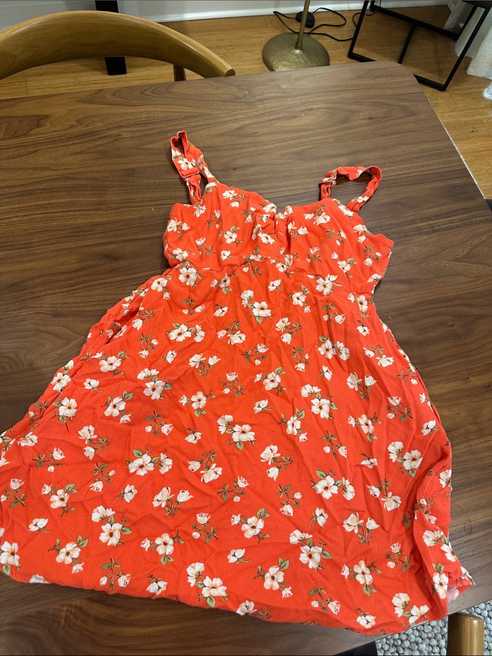 Old Navy Orange Floral Sundress with White Blossoms